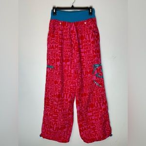 ZUMBA Pink Red and Teal Pull On Wide Leg Pants Size XL